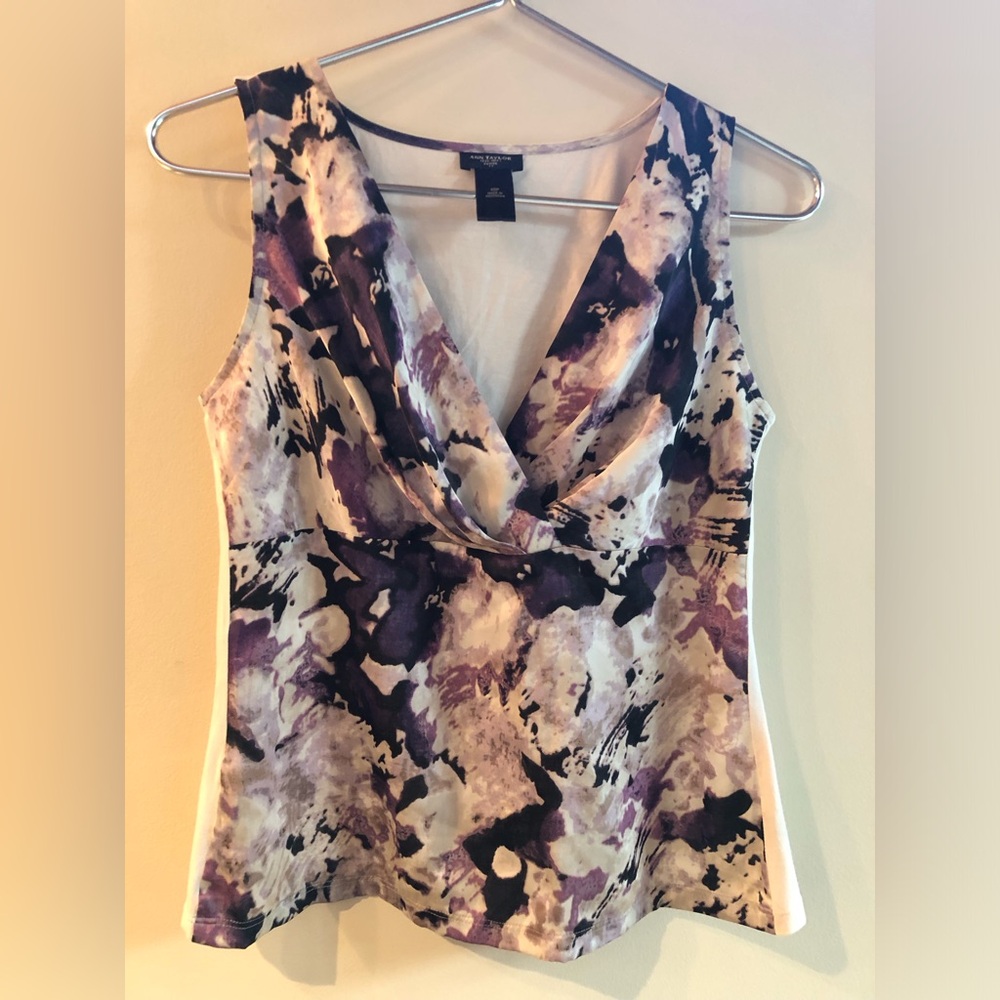 ANN TAYLOR Sleeveless Purple Lilac Crossover V-Neck Tank Top XSP (Petite XS)